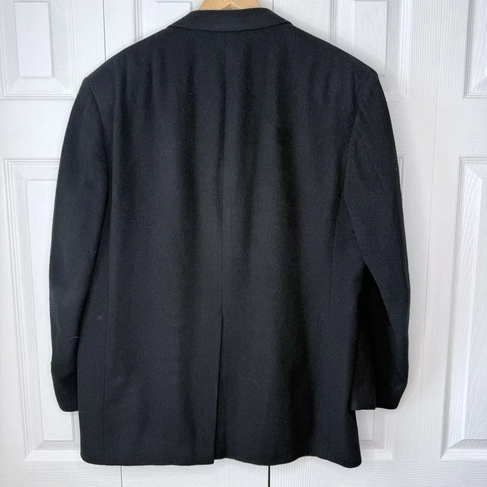WALLACHS 100% Camel Hair Blazer Black Gold Buttons Sport Coat Mens‎ 44 Old Money